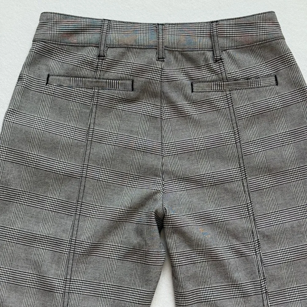 Free‎ People High Rise Grey Trousers Pants Size 10 Glen Plaid Belted Slim Preppy